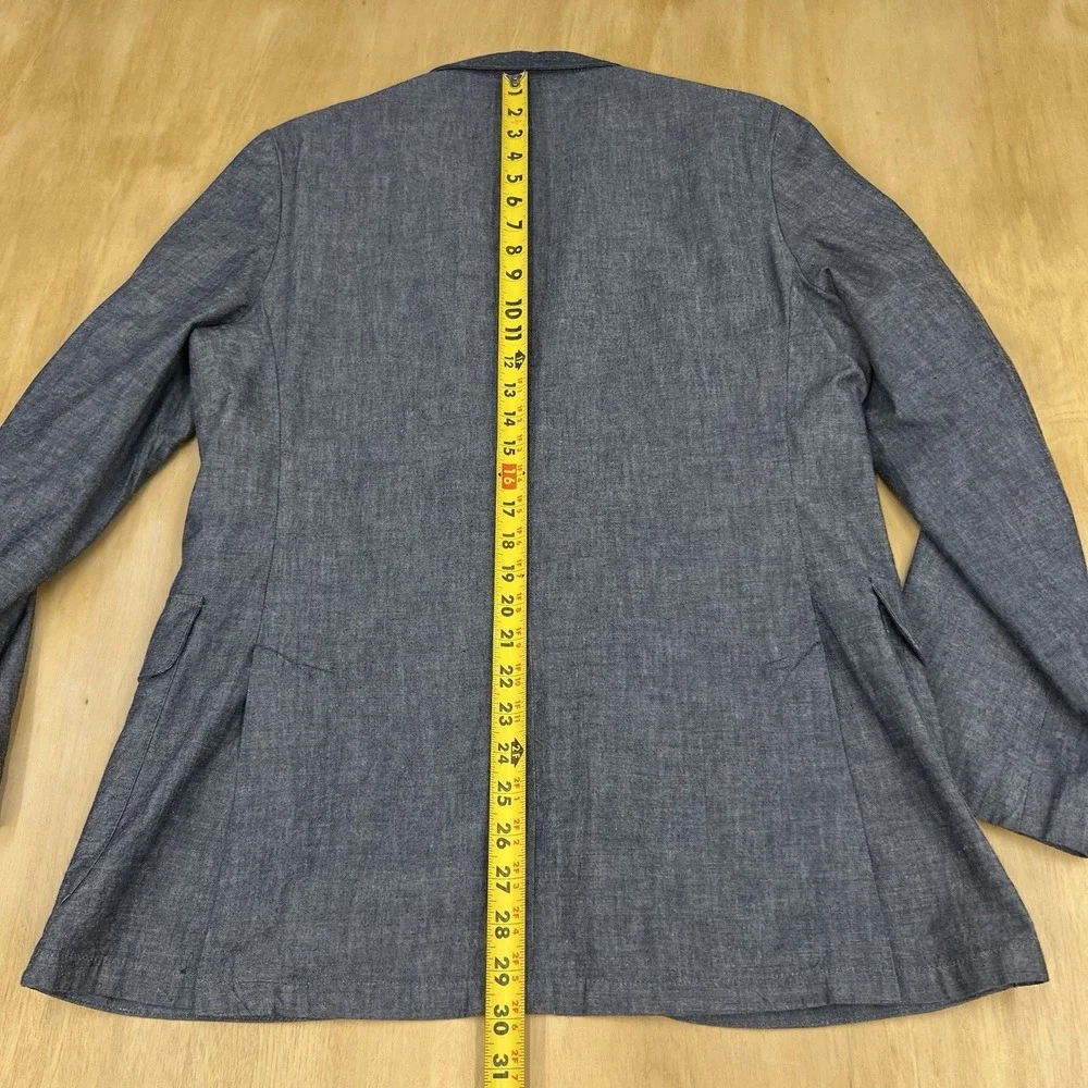 J. Crew Blazer Sport Coat Mens Sz Small (36-38R)‎ Cotton Grayish Navy Chambray